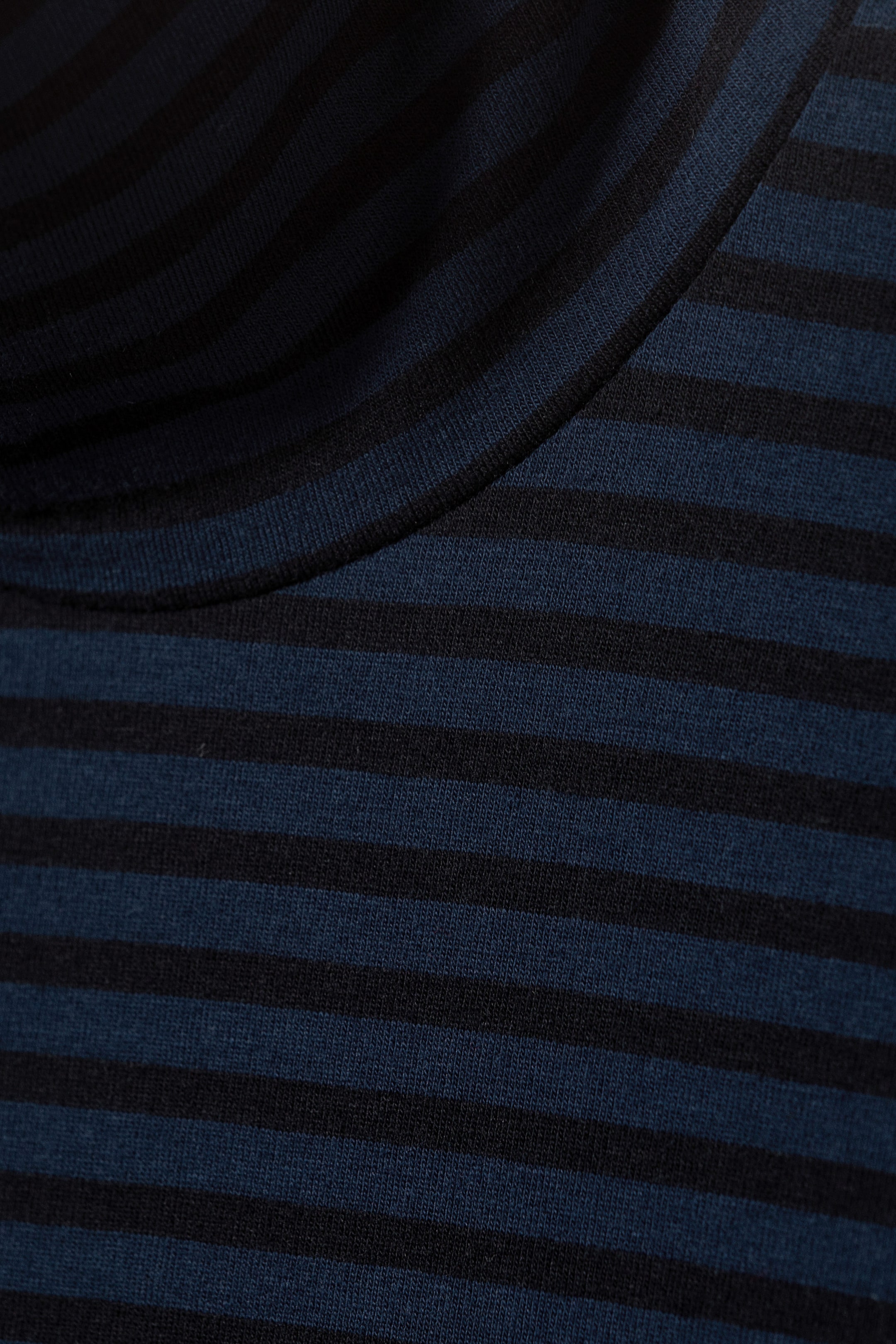 Striped Dark Blue - Fitted Striped Turtleneck Top - 4