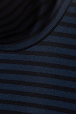 Striped Dark Blue - Fitted Striped Turtleneck Top - 4