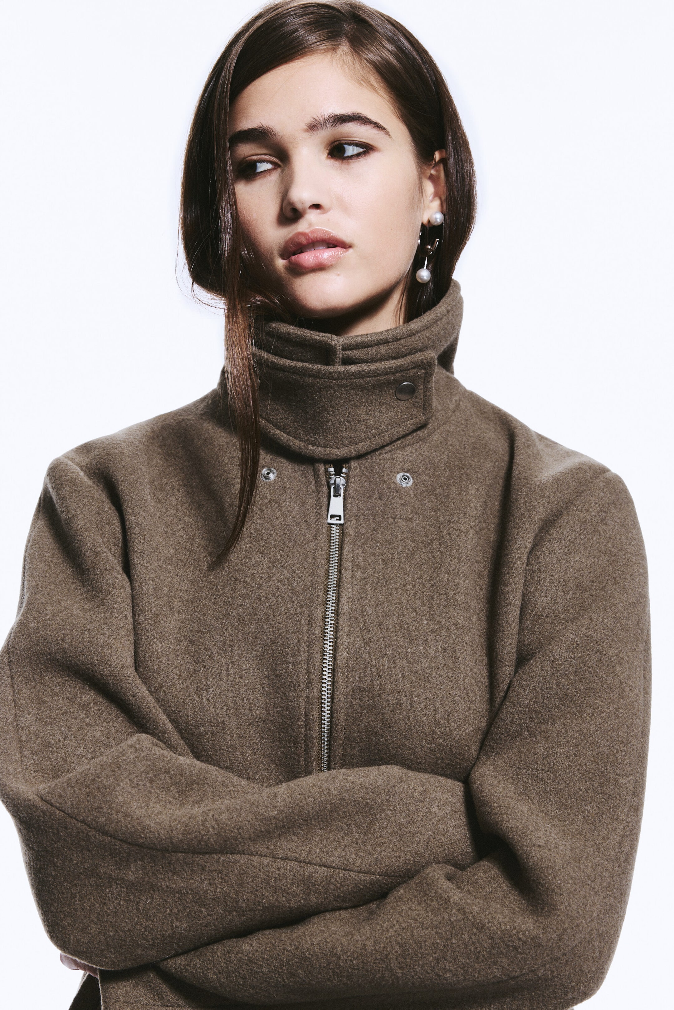 Brown - Wool-Blend Cape-Detail Jacket - 2