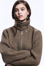 Brown - Wool-Blend Cape-Detail Jacket - 2