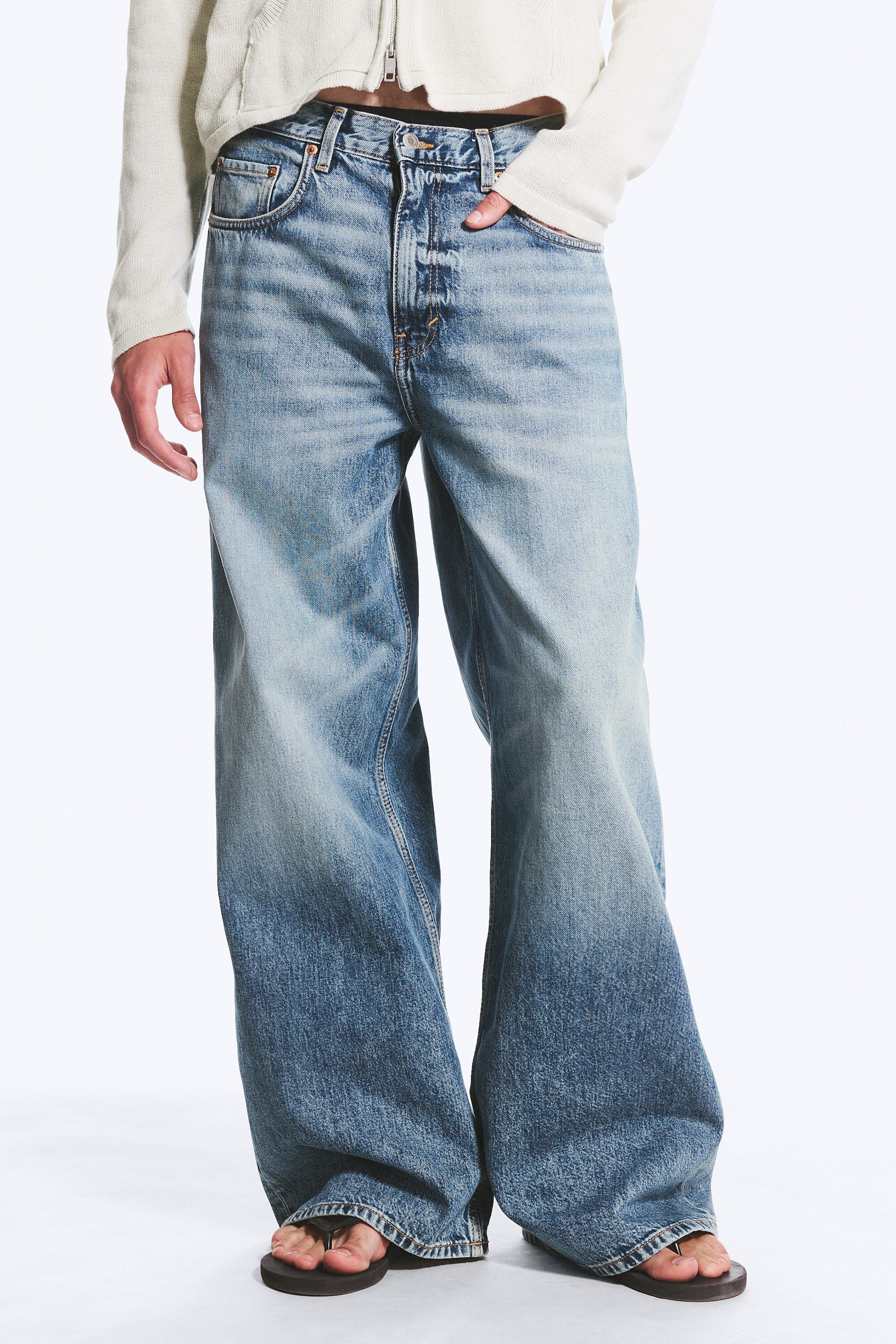 Blue Horses - Mittelblau - Solar Loose Wide Leg Unisex Jeans - 2