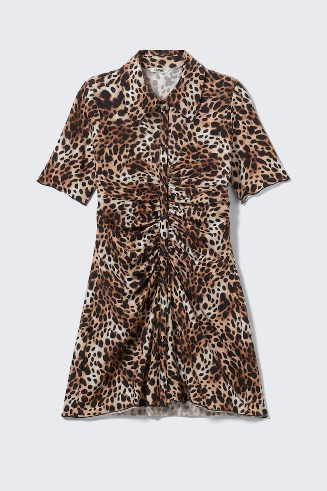 Minivestido camisero de manga corta - Estampado de leopardo - 1