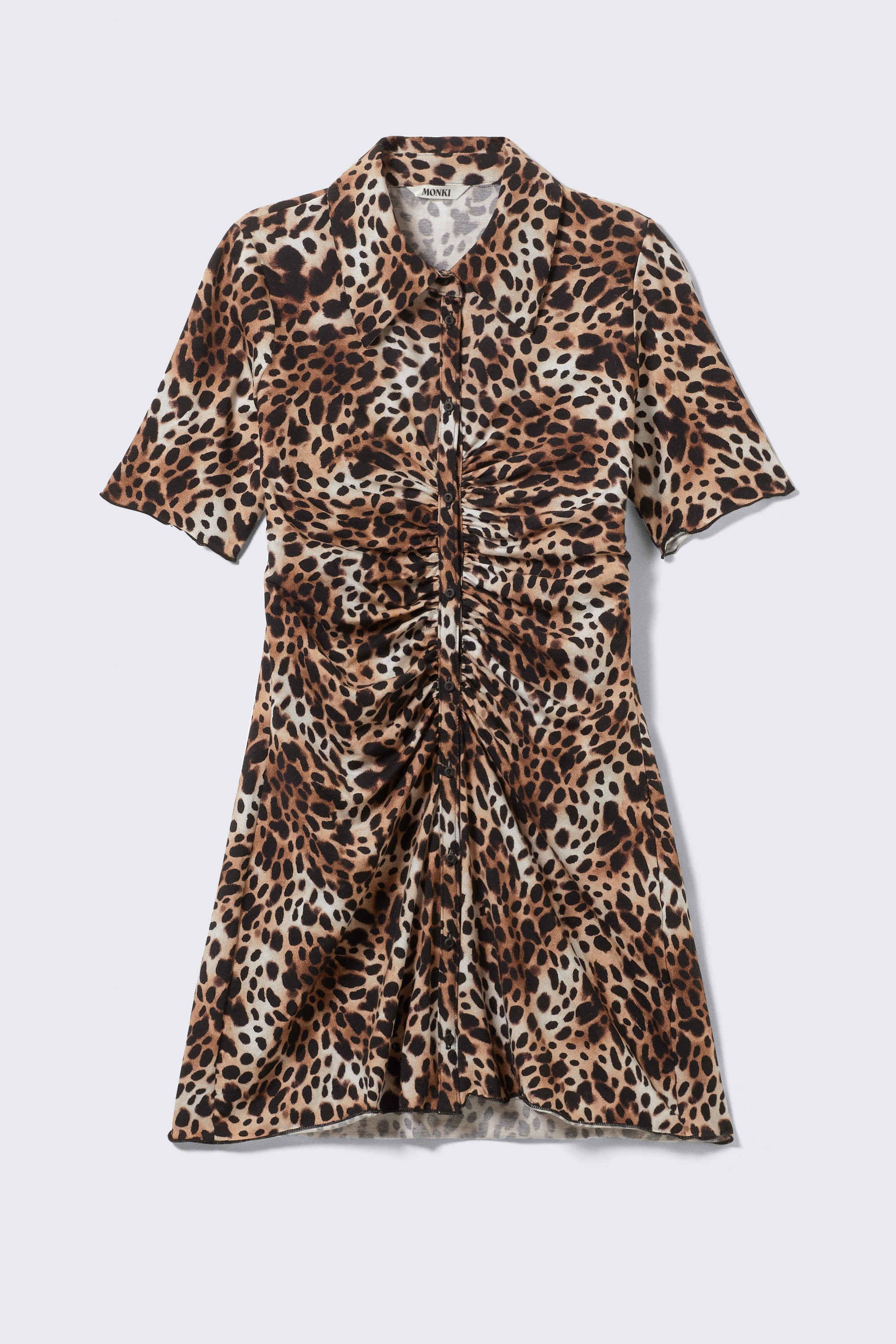 Leopardmönster - Kortärmad mini-skjortklänning - 5