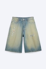 Honey Blue - Light Blue - Void Mid Rise Loose Long Denim Shorts - 5