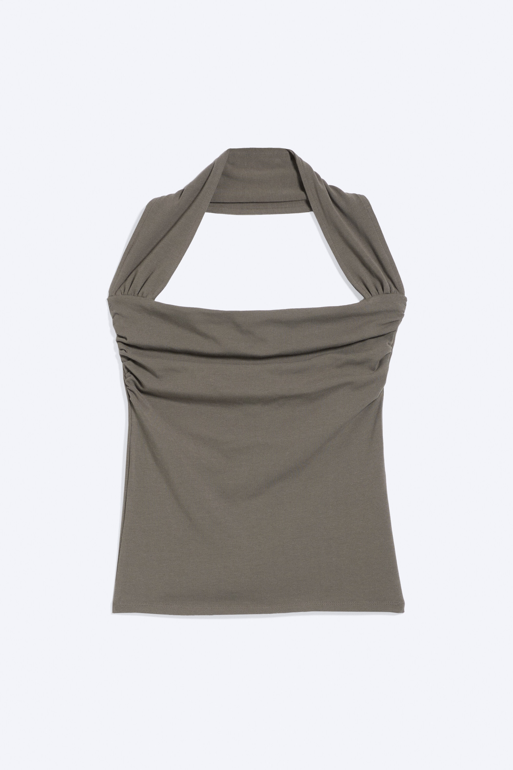 Staubiges Mittelgrau - Neckholder-Top mit quadratischem Ausschnitt - 3