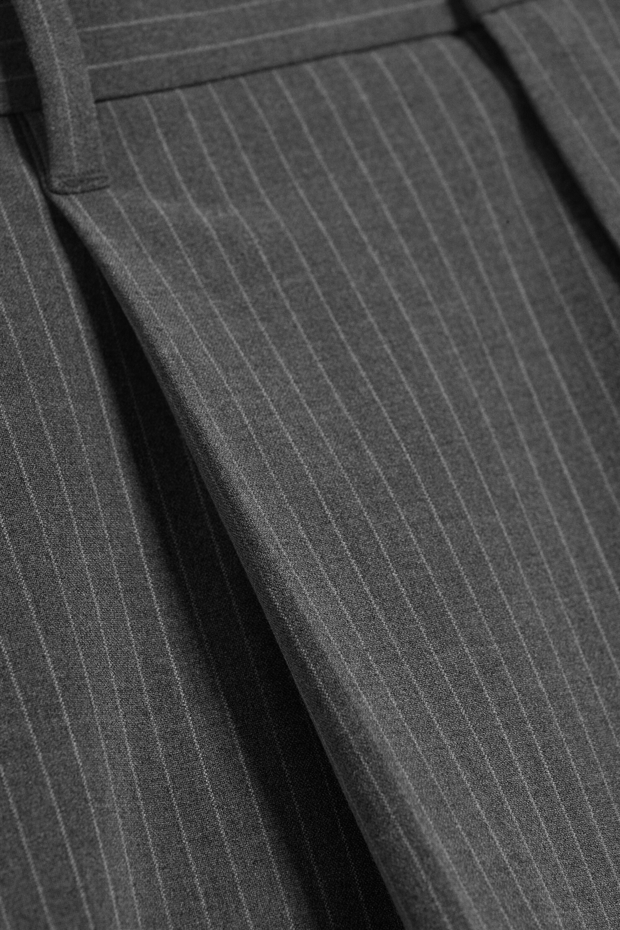Pinstriped Dark Grey - Uno Loose Suit Trousers - 5