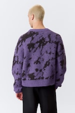 Purple - Abstract Black - Ruimvallende trui van wolmix met grafische print - 3