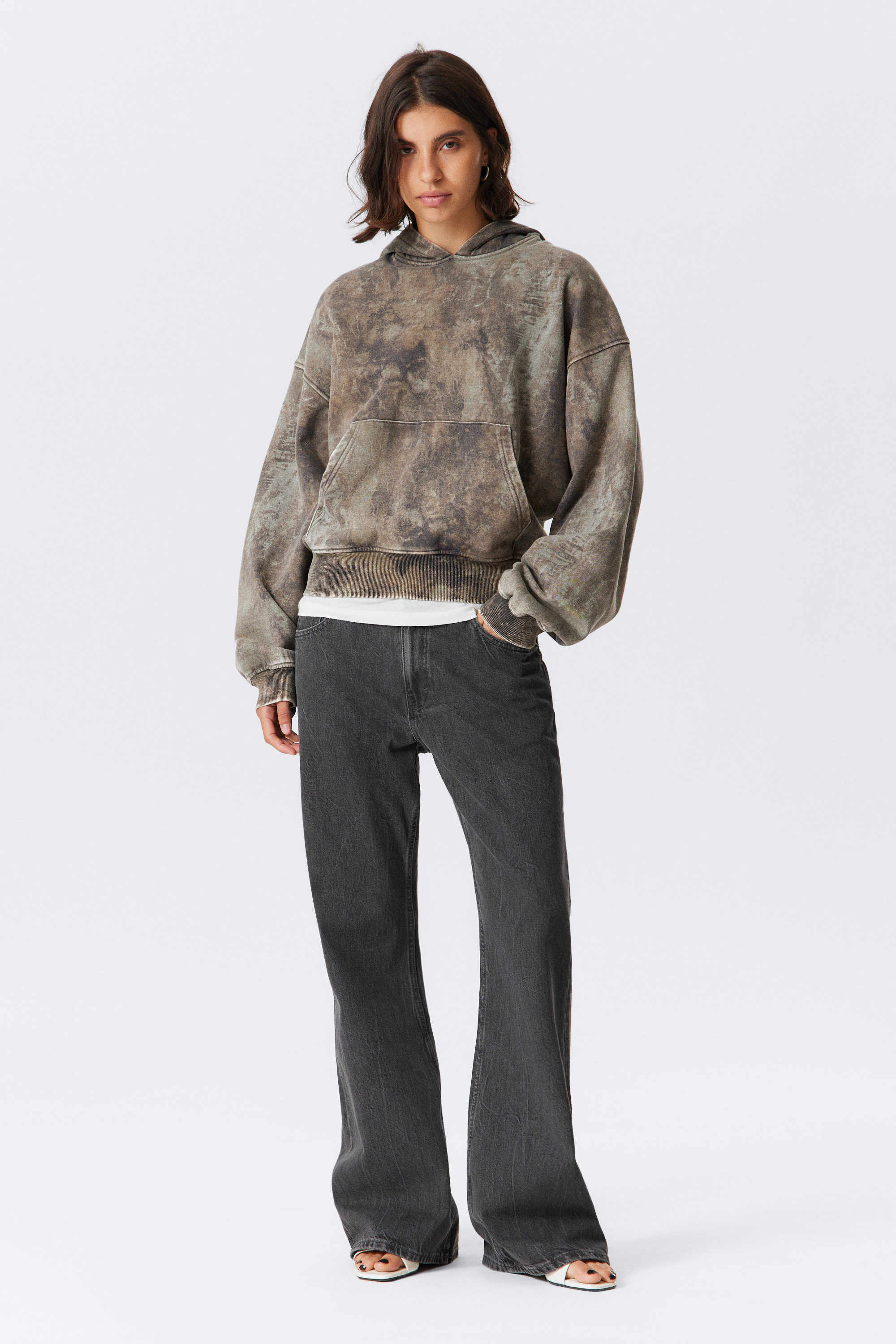 Khaki Green Forest - Loose Fit Printed Hoodie - 2