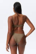 Black & Beige - 2-pack Scoop Neck Bikini Tops - 4