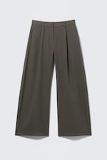 Dark Grey - Low Waist Wide Suiting Trousers - 4