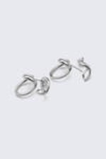 Silver - Organic-shaped Pin Earrings - 0