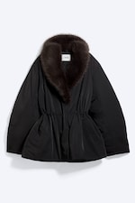 Black - Faux Fur-Collar Padded Jacket - 5