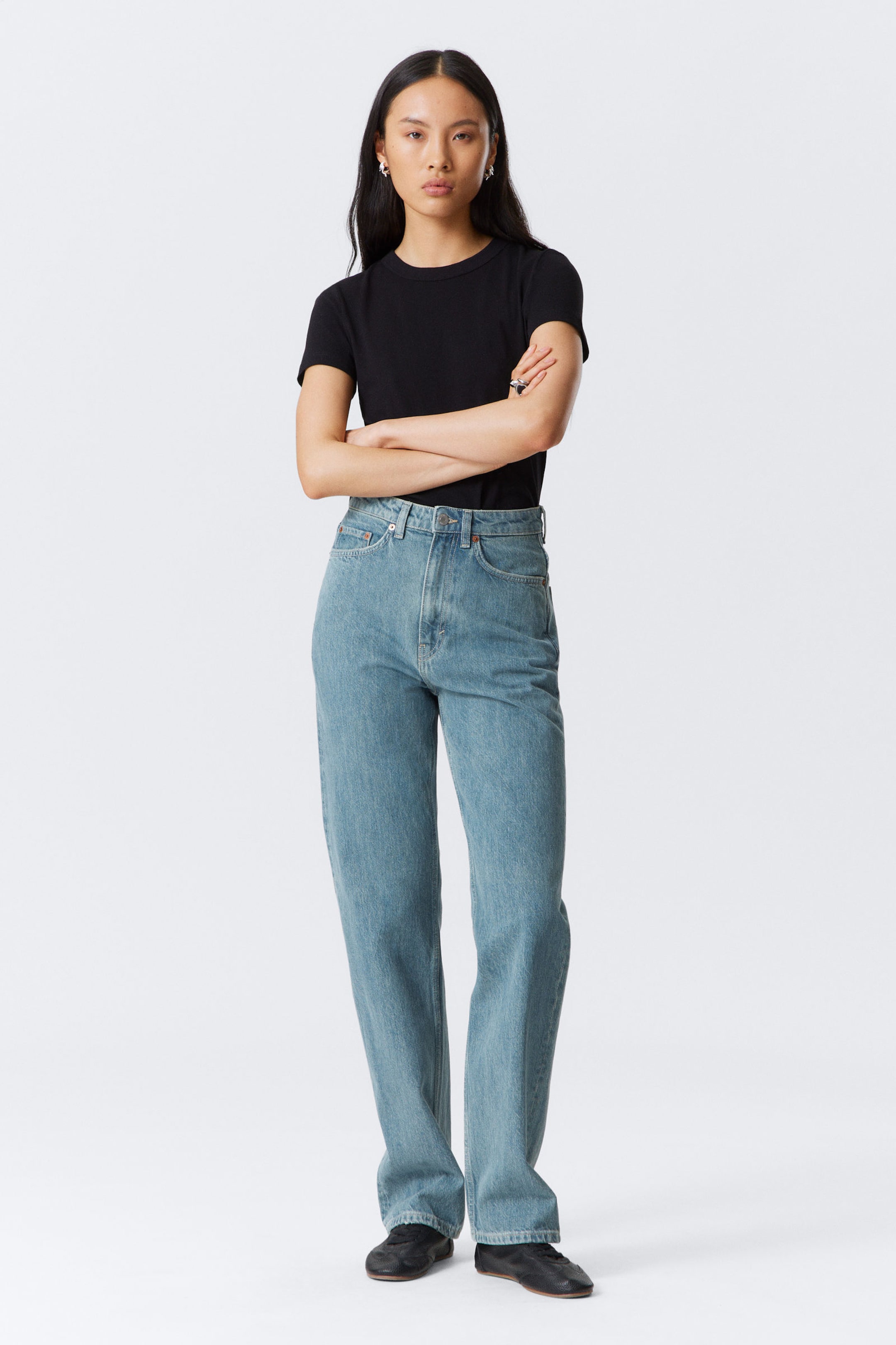 #79829D - Rowe Super High Waisted Regular Straight Leg Jeans - 1