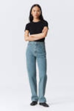 2000 Blue - Mittelblau - Rowe Super High Waisted Regular Straight Leg Jeans - 0