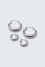 Silver - 2-pack Polished Hoop Earrings - 1