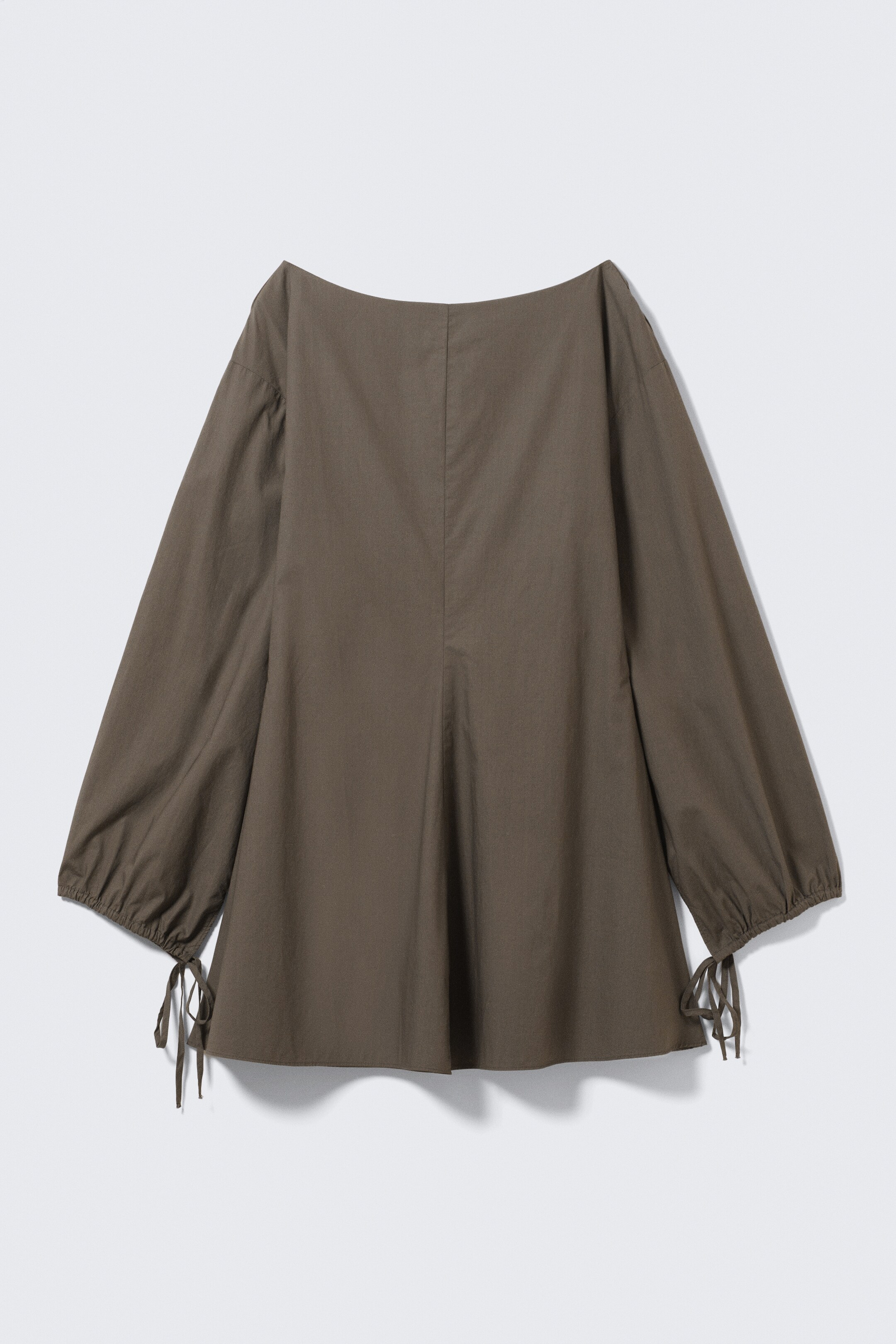 Vezi imaginea mai mare: Cotton Poplin Tie-Detail Mini Dress - Dark Mole - FEMEI | H&M RO 1