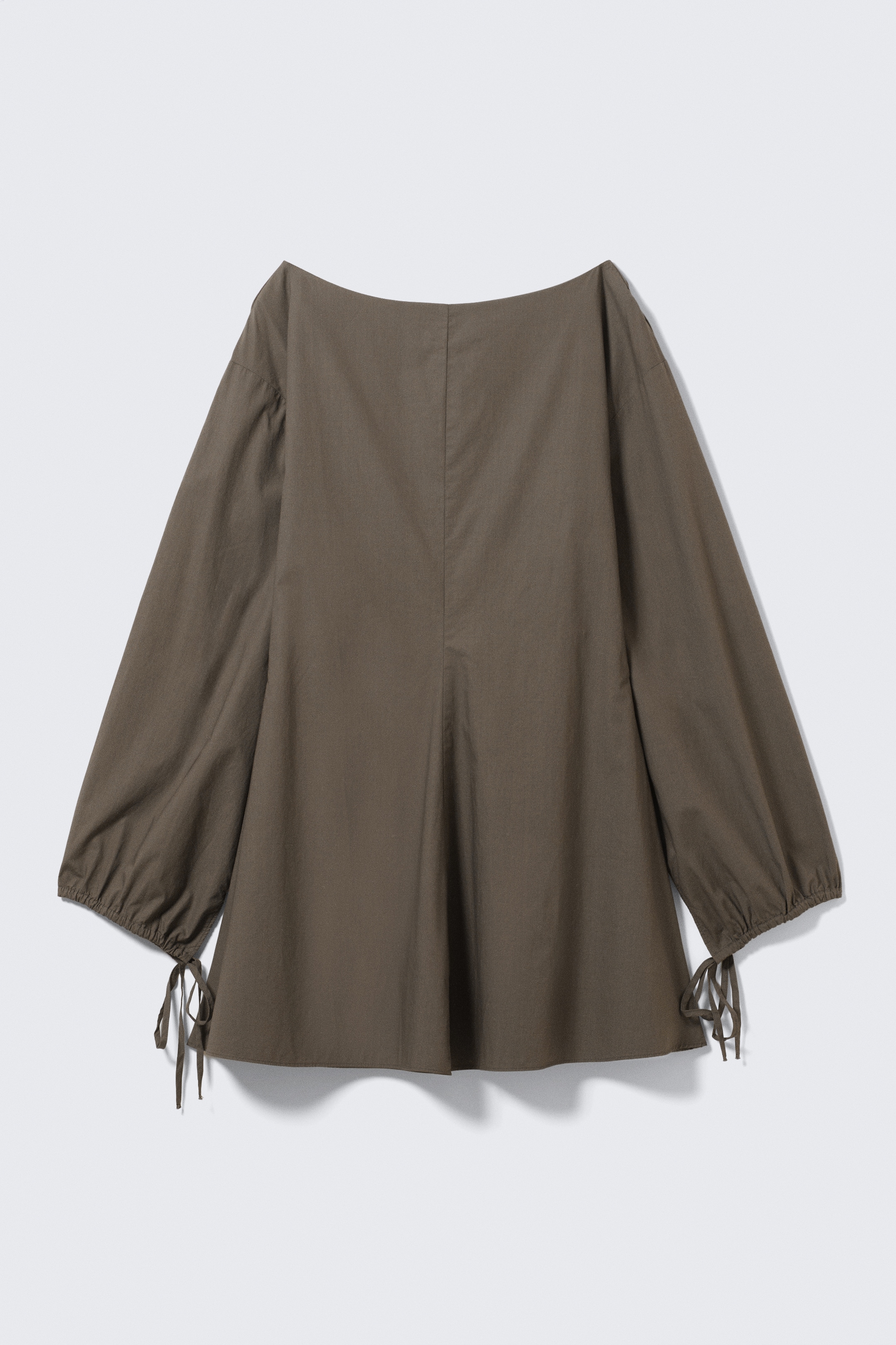 Zobrazit větší obrázek: Cotton Poplin Tie-Detail Mini Dress - Dark Mole - ŽENY | H&M CZ 1