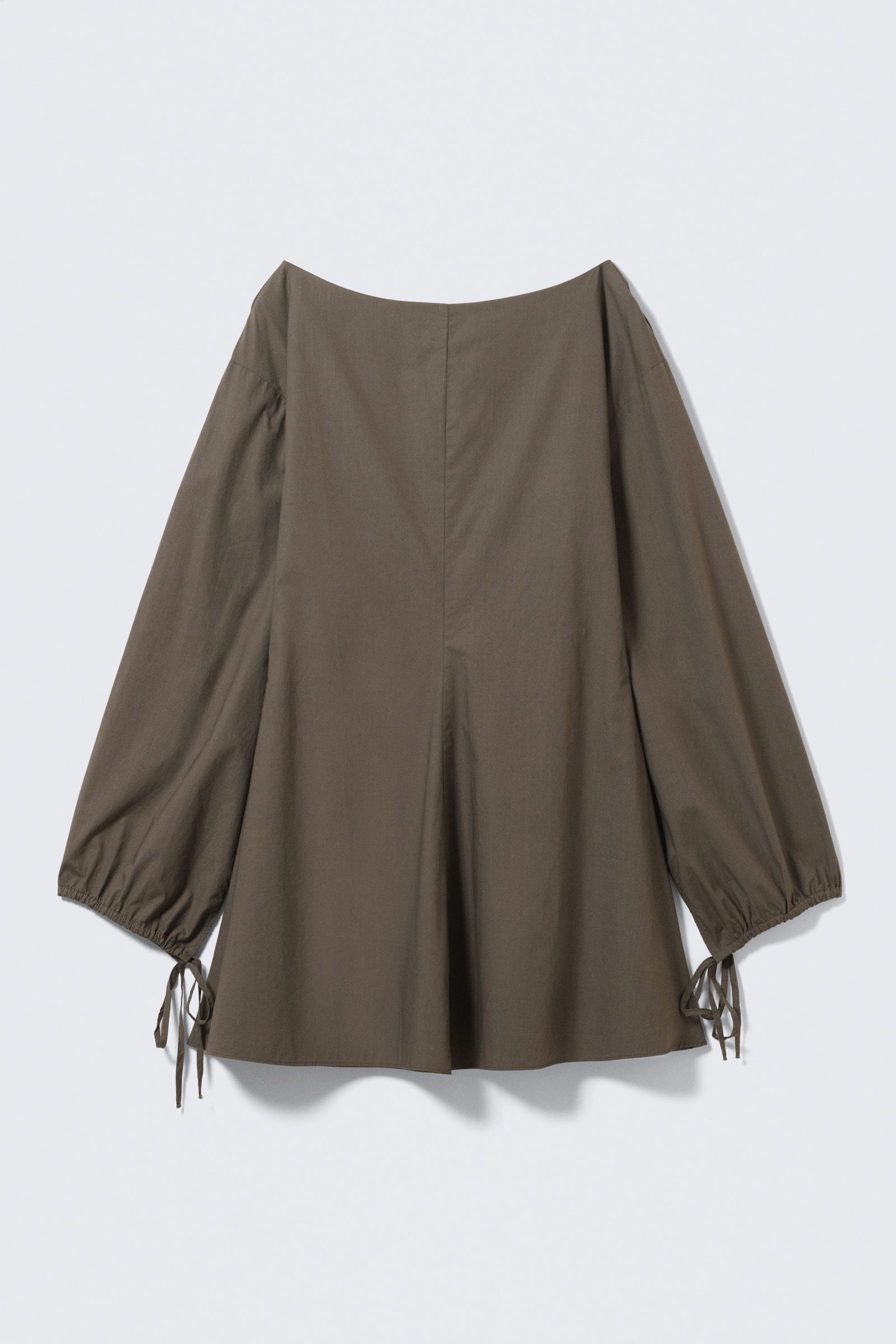 Dark Mole - Cotton Poplin Tie-Detail Mini Dress - 4