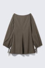 Dark Mole - Cotton Poplin Tie-Detail Mini Dress - 4