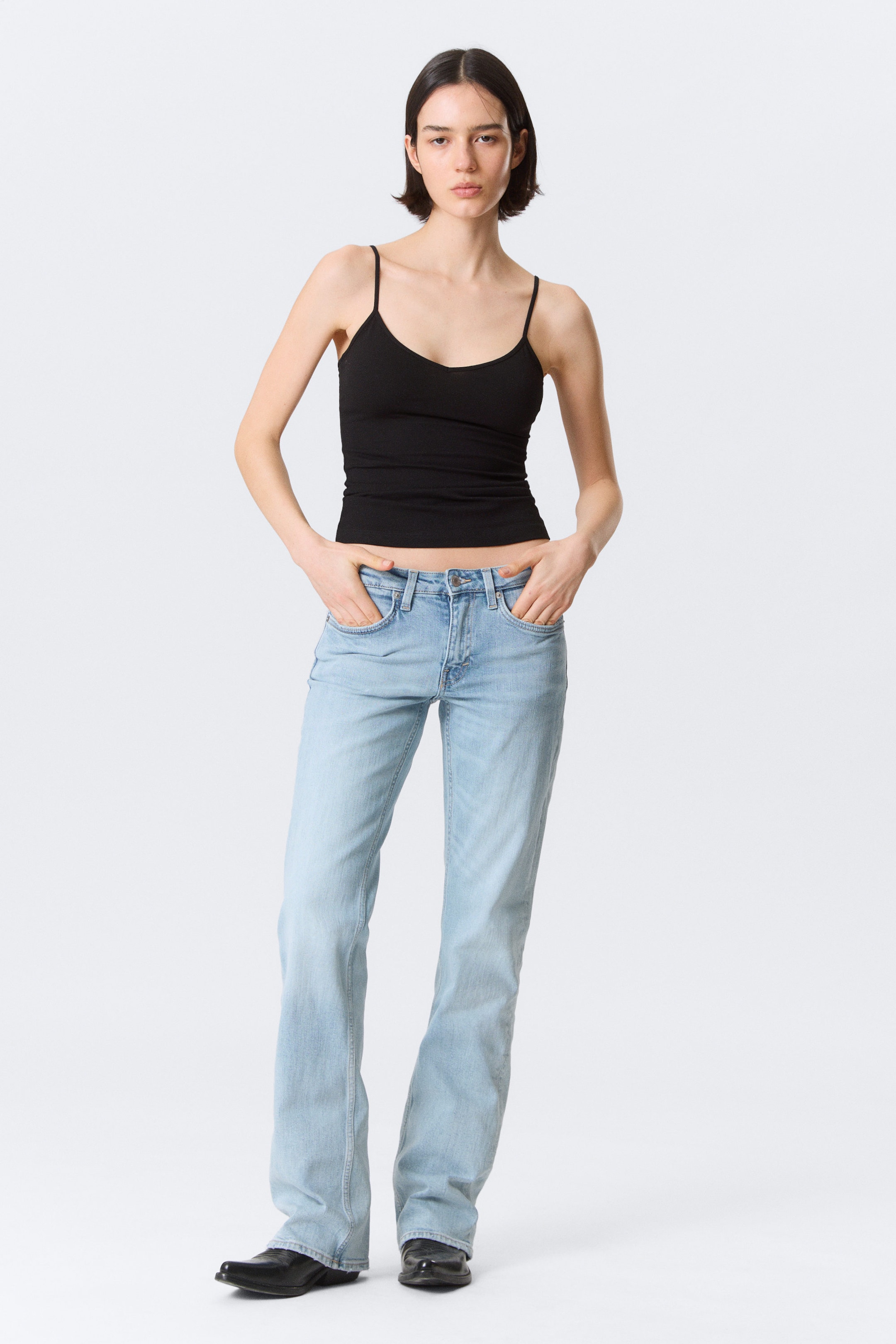 Dream Blue - Ljusblå - Tension Mid Waist Slim Bootcut Leg Jeans - 4
