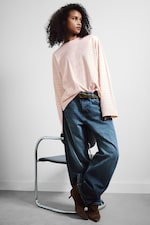 Rosa - Gelbe Streifen - Longsleeve-Shirt aus Baumwolle - 0