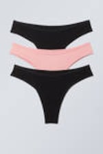 Black & Light Pink - 3-pack Inez Brazilian Cotton Briefs - 0