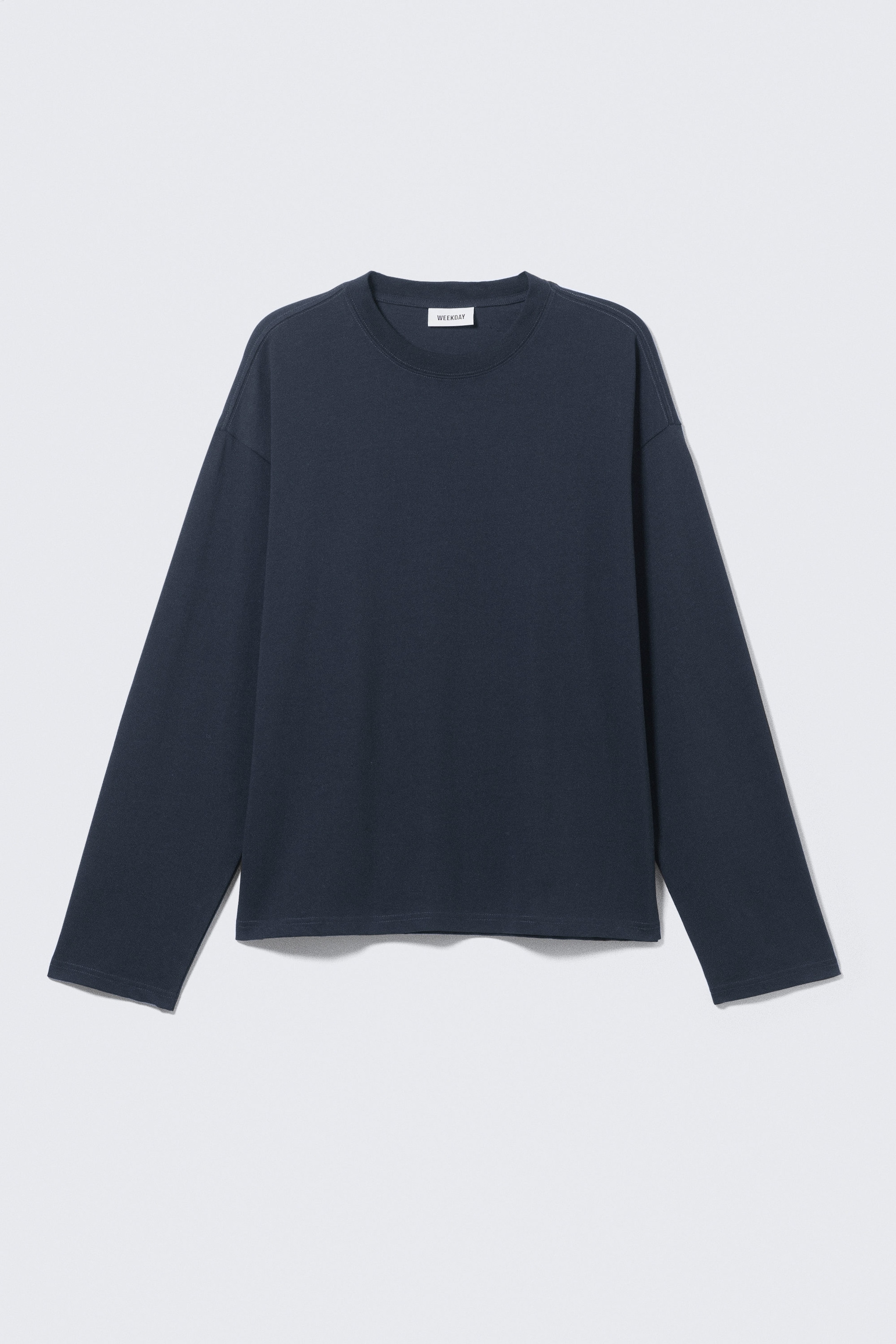 Dark Navy Blue - Loose Boxy Long-Sleeved T-shirt - 3