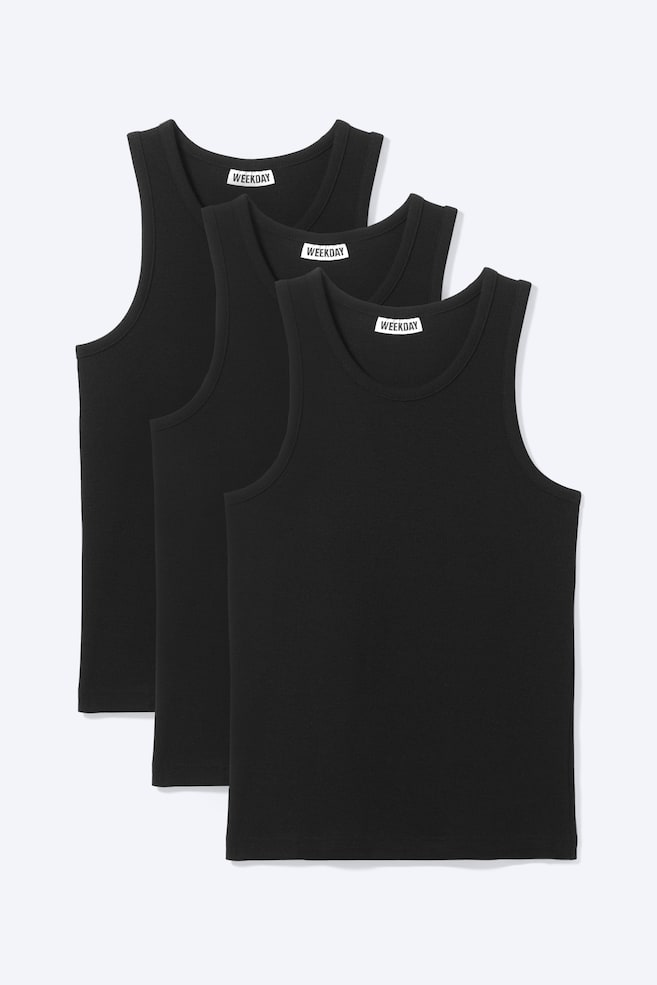 Lot de 3 débardeurs classiques ajustés - Noir/Blanc - 1