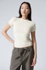Weiß - Transparentes Ripp-T-Shirt - 0