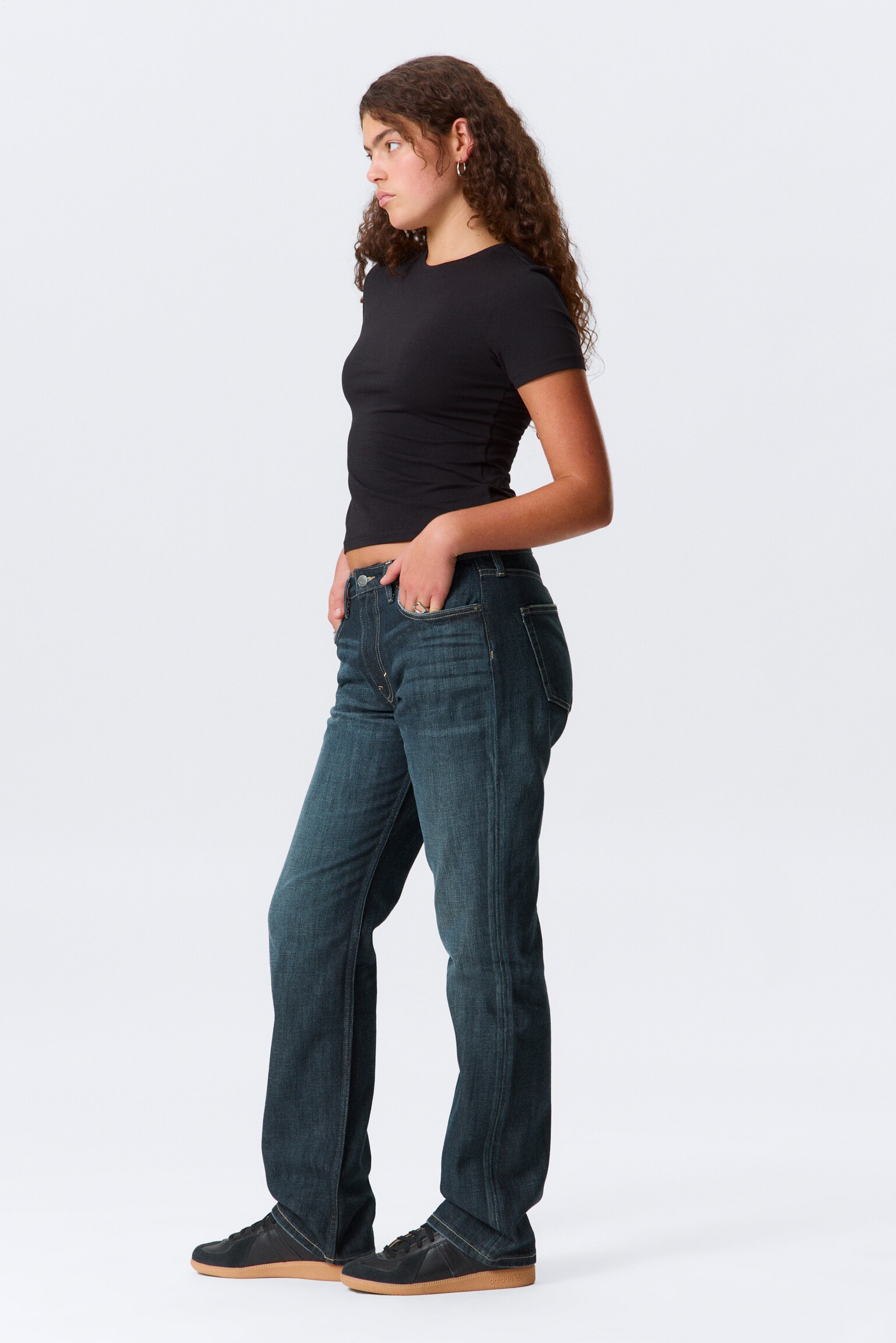 Pin normal jeans med mellomhøyt liv og rette ben - Deep Ocean Blue – mørkeblå/Eighteen Blue - Medium Blue - 5