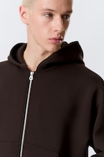 Dark Brown - Simon Scuba Zip Hoodie - 1