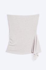 Light Dusty Pink - Studded Frill Tube Top - 4