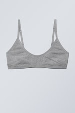 Grey Melange - Inez Scooped Cotton Bralette - 0