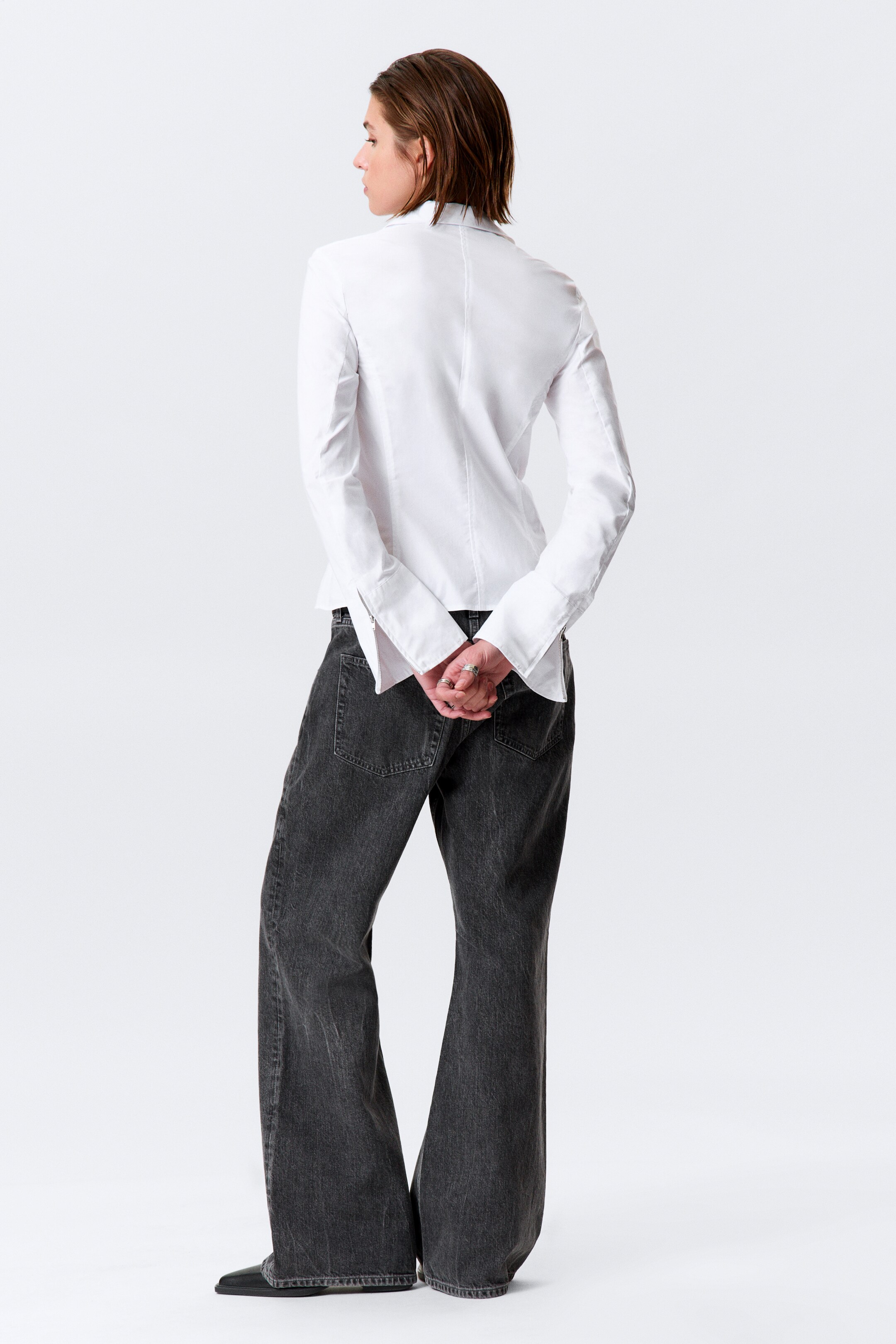 Ver imagem maior: Camisa Justa com Fecho de Correr de Manga Comprida - Branco - SENHORA | H&M PT 4