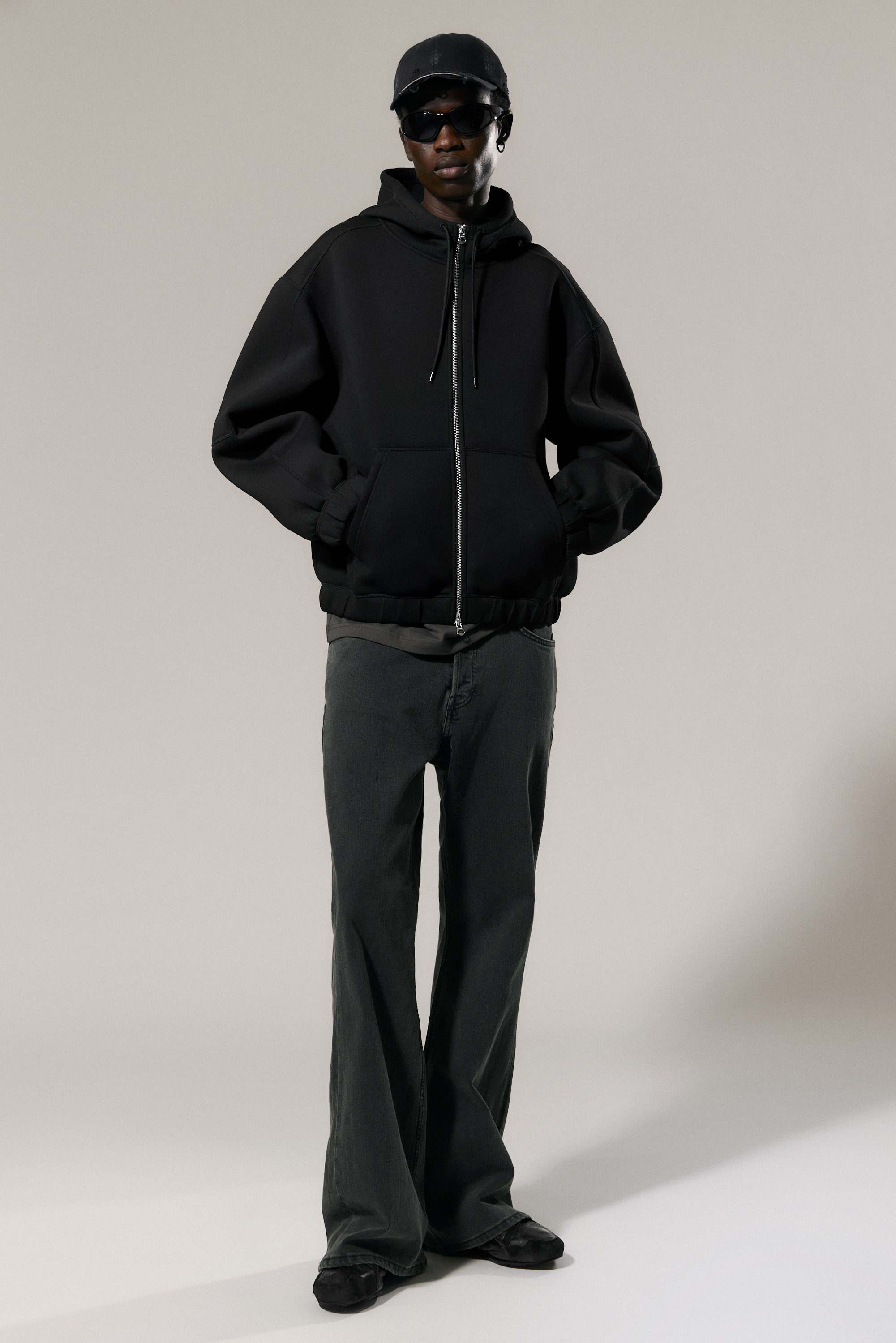 スノーボード 212 HIGH NECK HOODIE JACKET ARMY loose high-neck scuba zip hoodie - Black | Weekday WW