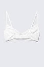 White - Stella Ribbed V-neck Cotton Bra - 1