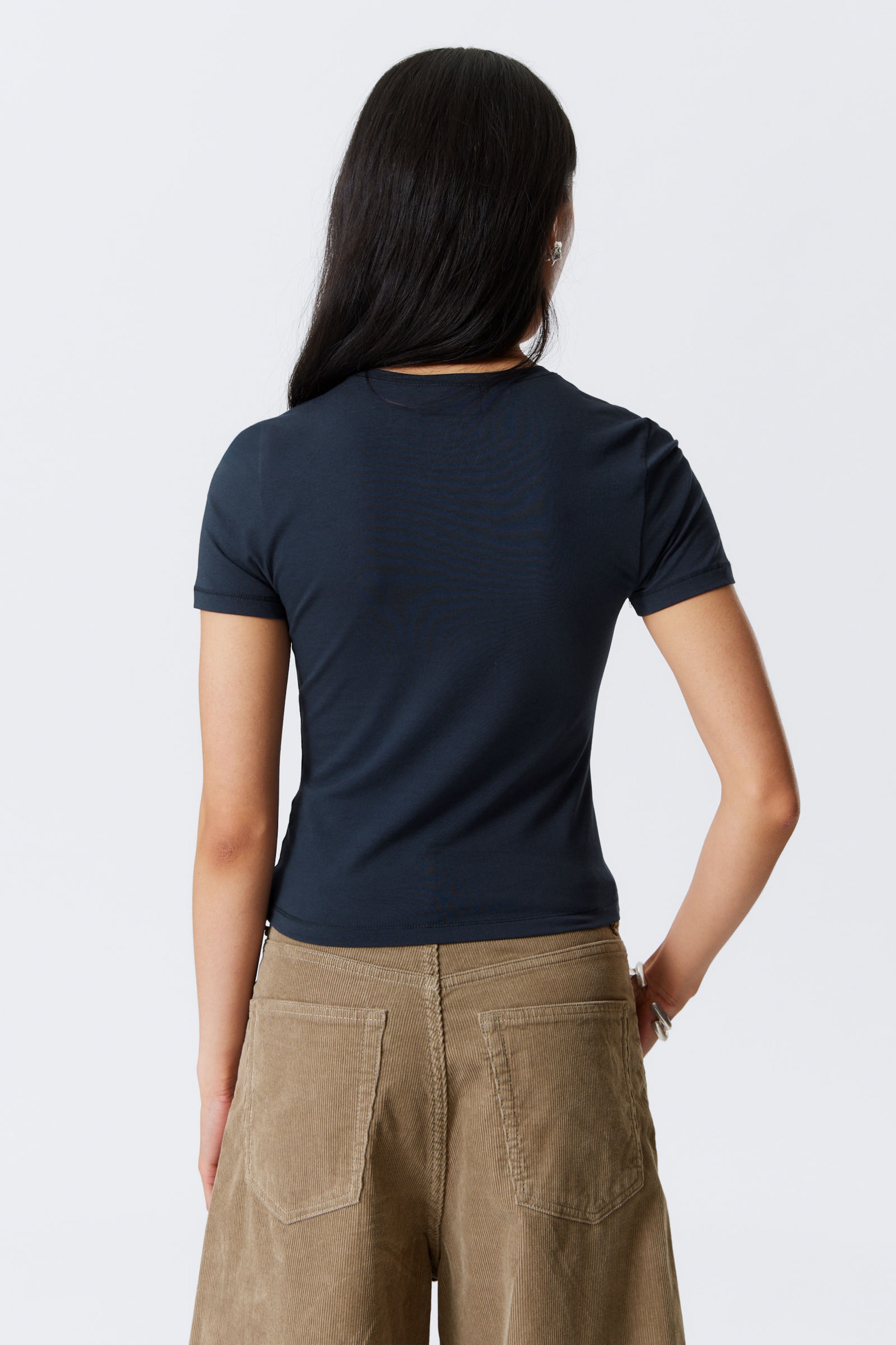 Dark Blue - Slim Fitted T-shirt - 2