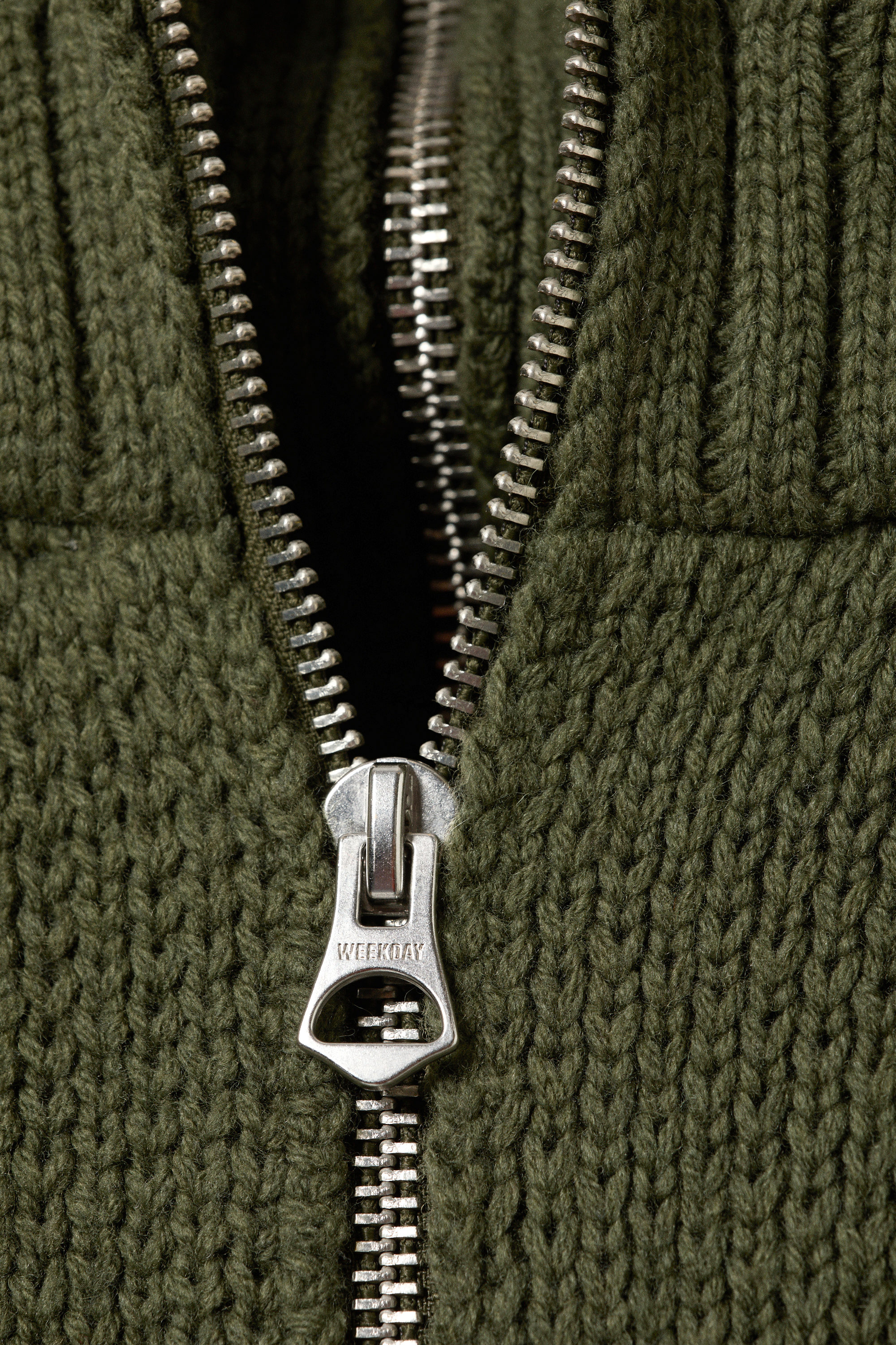 Khaki Green - Knitted Funnel Neck Dual Zip Sweater - 6