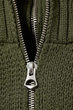 Khaki Green - Knitted Funnel Neck Dual Zip Sweater - 6