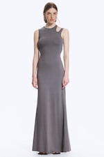 Dusty Purple Grey - Cutout Maxi Dress - 0