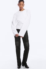 White - Ruched Long-Sleeved T-shirt - 2