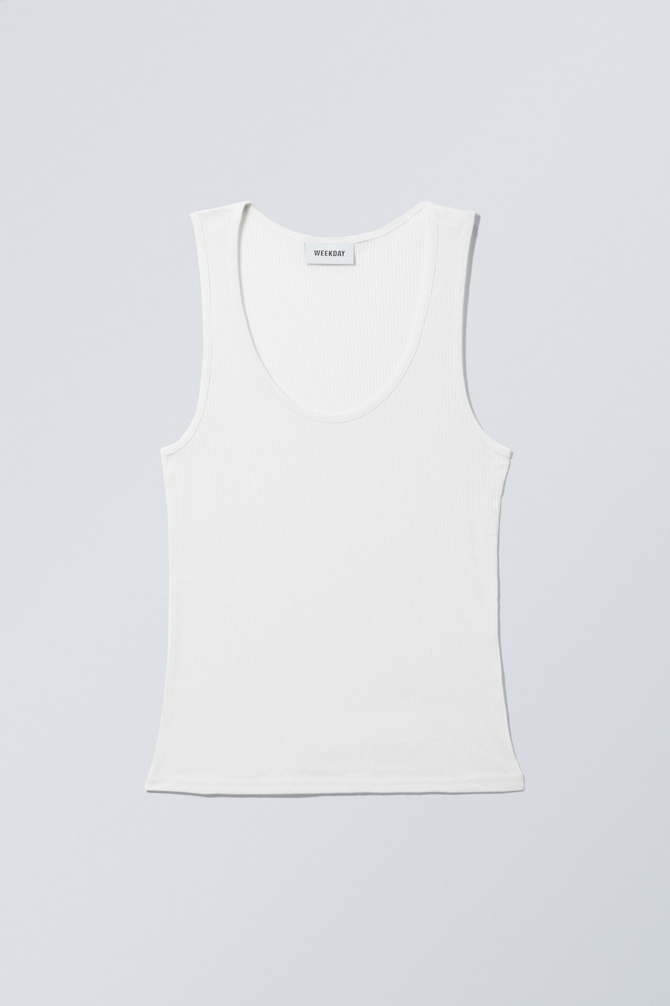 White - Sheer Rib Tank Top - 2