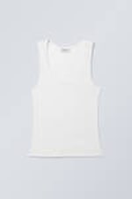 White - Sheer Rib Tank Top - 2
