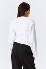 White - Ruched Long-Sleeved T-shirt - 4