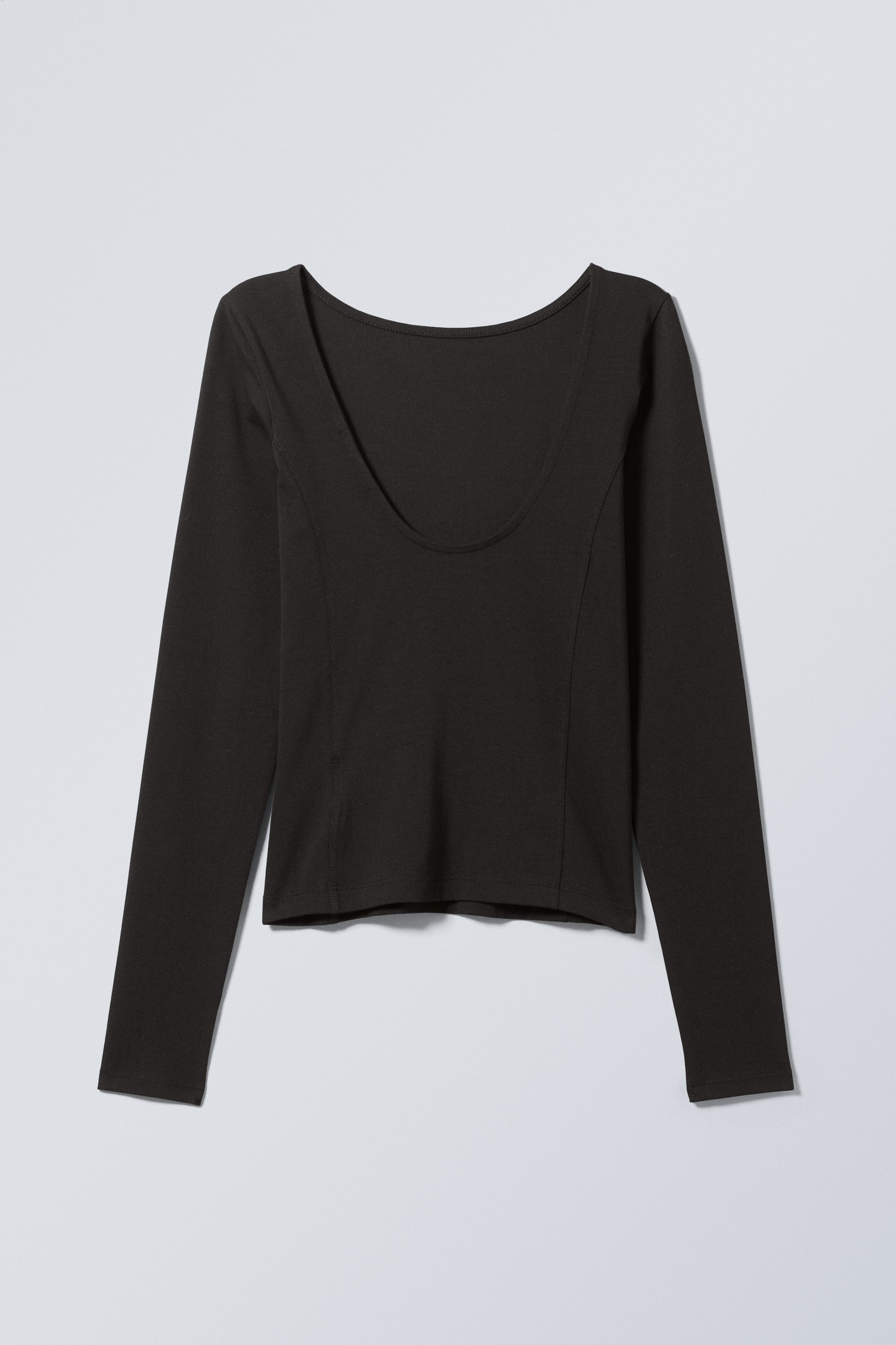 Zwart - Top met diep rugdecolleté en lange mouwen - 1