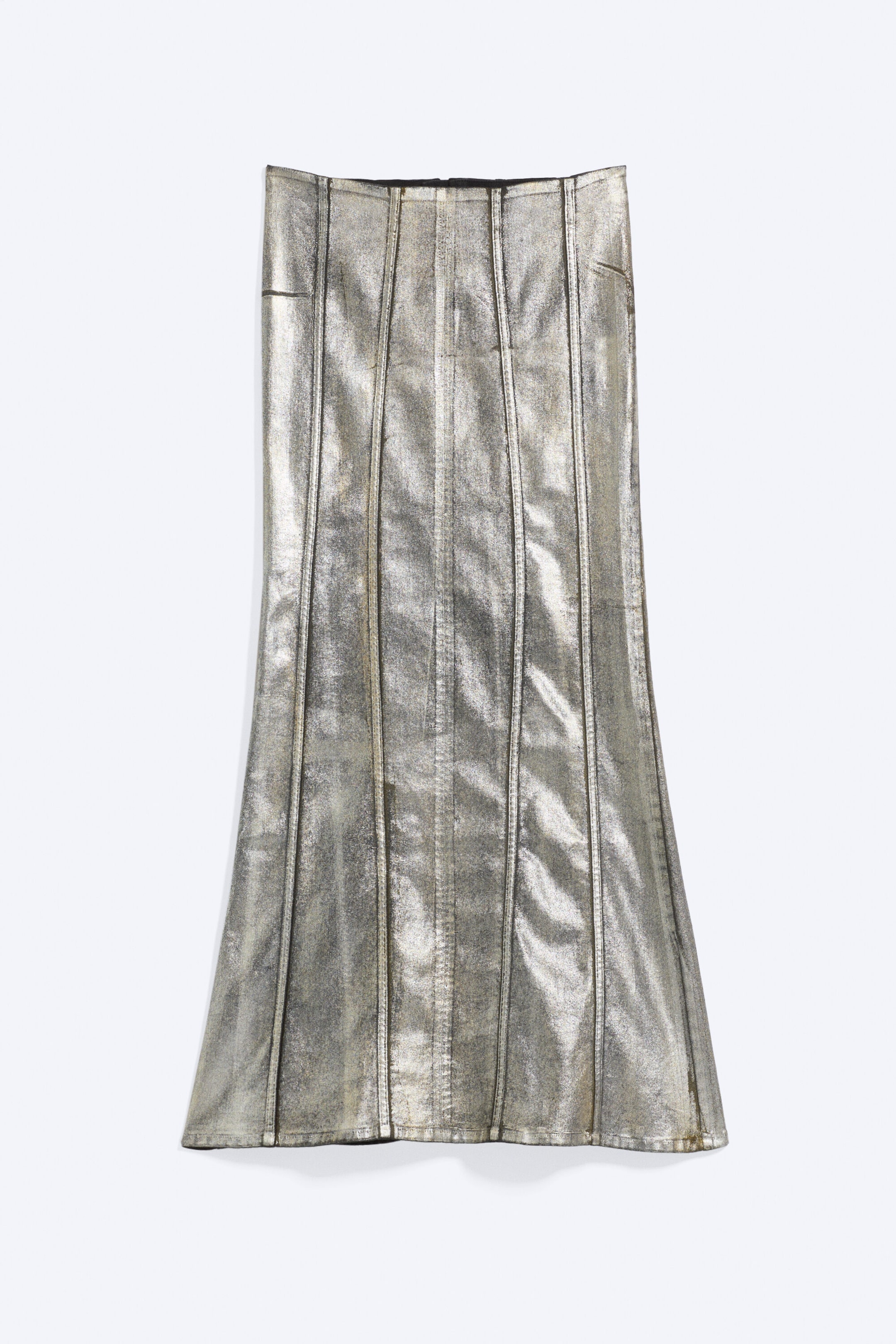 Belagt sølv/gull - Maxiskjørt i coated denim - 1