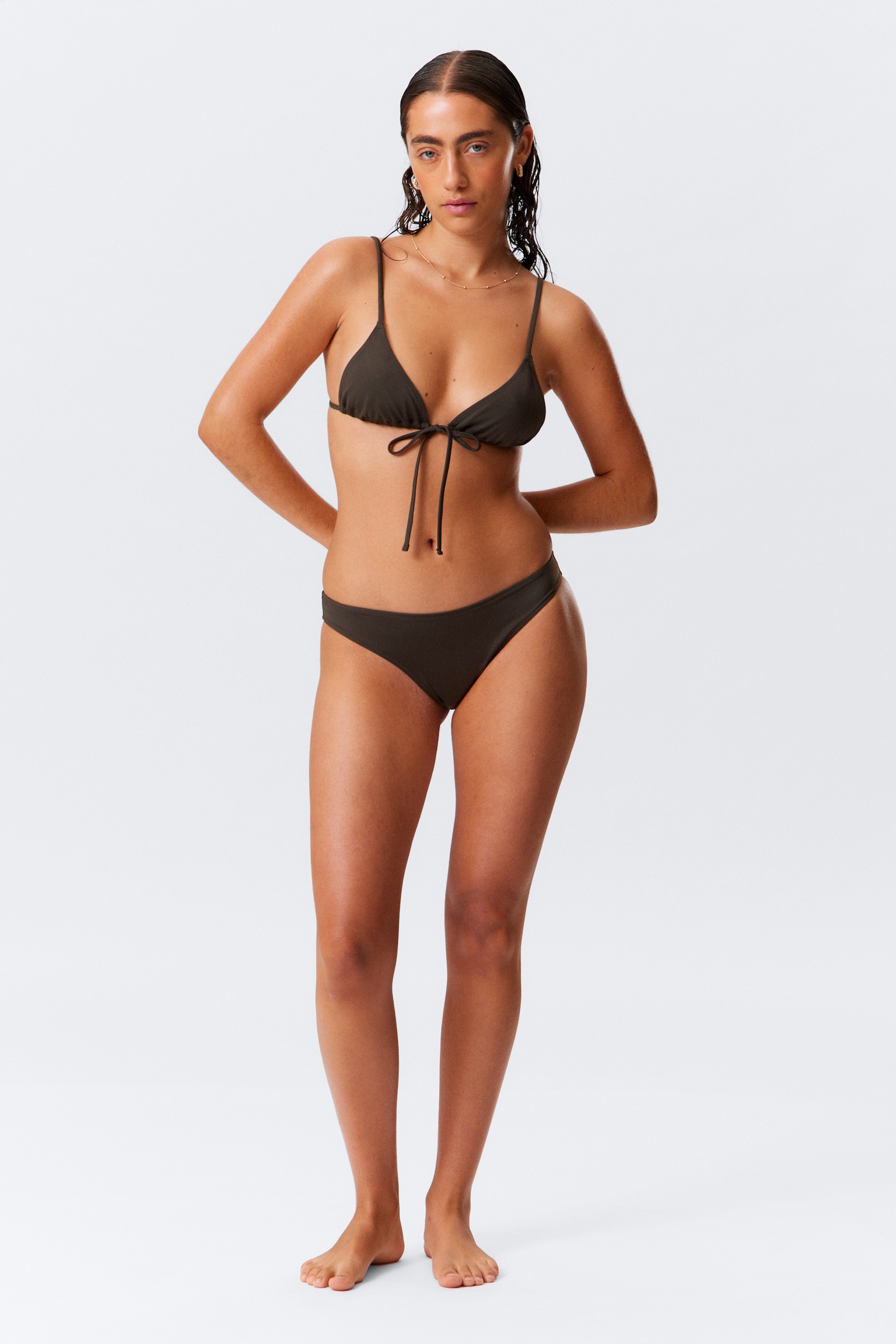 Haut de bikini triangle - Marron foncé/Bleu foncé/Rouge vif - 6