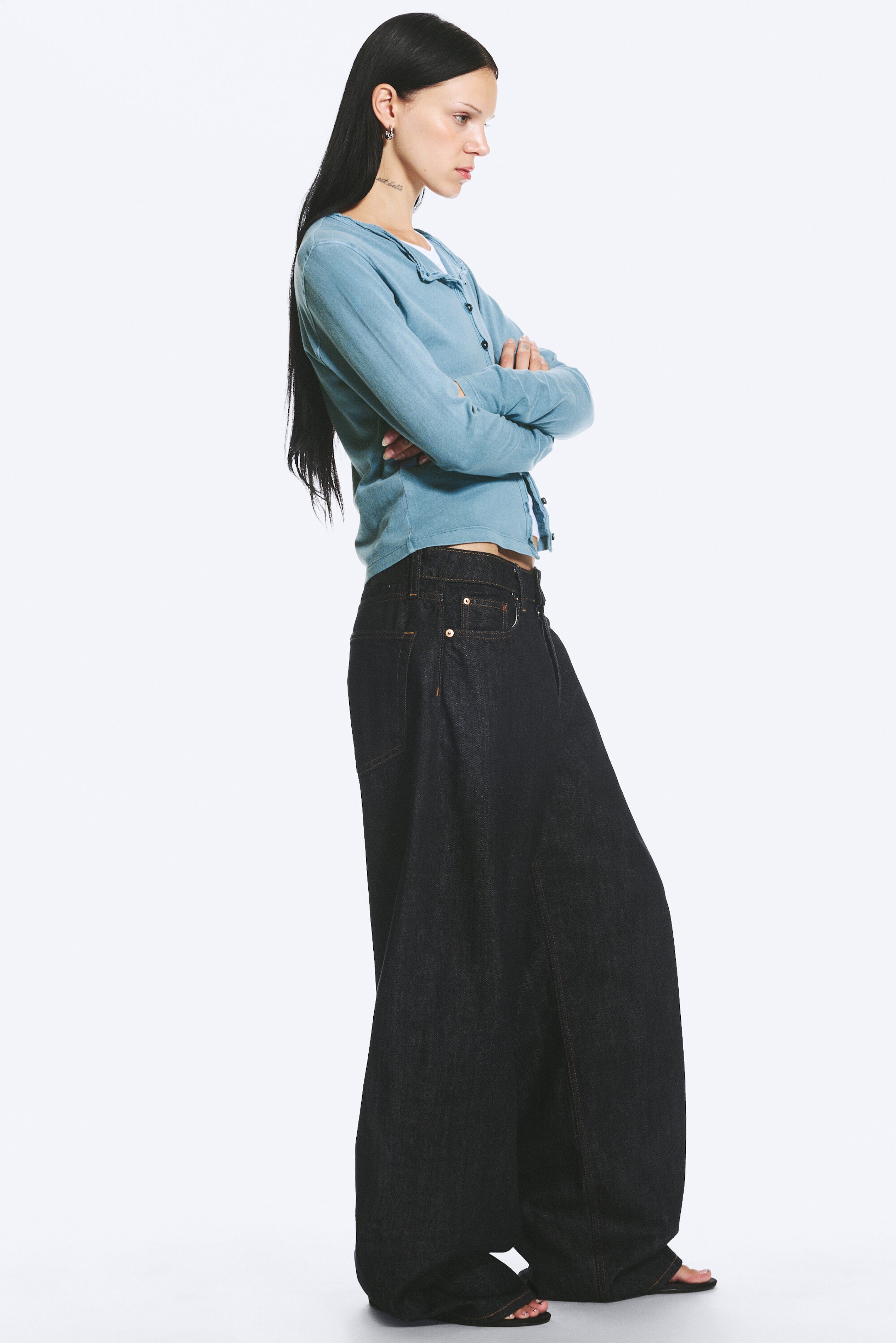 Blue Rinse - Dark Blue - Andromeda low rise loose baggy jeans - 2