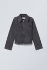 Washed Dark Grey - Distressed Twill Jacket - 0