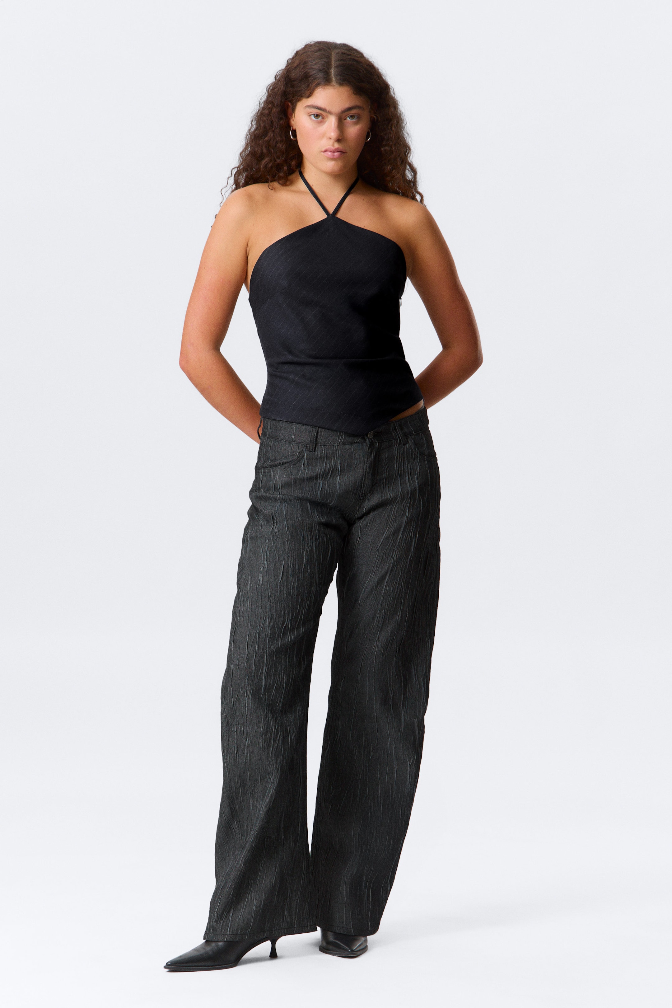 Dark Blue - Pinstripe - Slim Fit Halter Top - 2